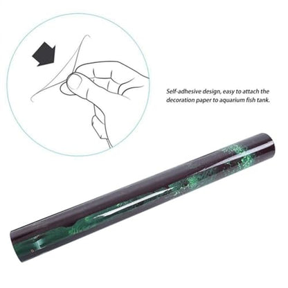 24In Self-Adhesive PVC Aquarium Background Easy Install Decor Paper Water Proof Fish Tank Backdrop with Vivid Underwater Forest Design