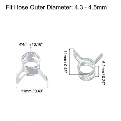 uxcell 50pcs 4mm Spring Band Type Action Fuel/Silicone Vacuum Hose Pipe Clamp Low Pressure Air Clip Clamp, Zinc Plated