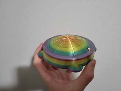 Cute Sandbox Turtle with removable lid | Desk Bin Organizer | Turtle Pet Feeder | Fish tank accessories | Feed Hamsters and Gerbils (Rainbow, 4 Inch)