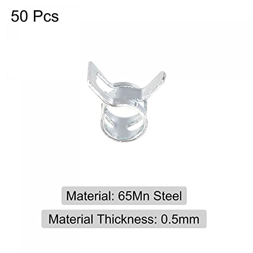 uxcell 50pcs 4mm Spring Band Type Action Fuel/Silicone Vacuum Hose Pipe Clamp Low Pressure Air Clip Clamp, Zinc Plated