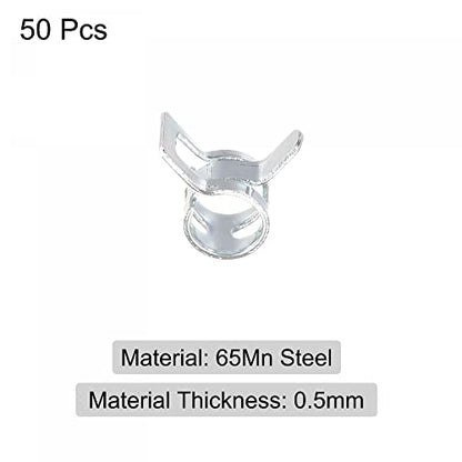 uxcell 50pcs 4mm Spring Band Type Action Fuel/Silicone Vacuum Hose Pipe Clamp Low Pressure Air Clip Clamp, Zinc Plated