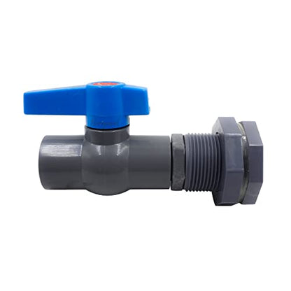rain Barrel Spigot 1 inch PVC Bulkhead Adapter 1" I.D. Female Thread Blue Switch Valve Garden kit, for 5/2.5/50/55/100 Gallon Water Tank rainwater stock - color: 1 inch valve-1FT Blue