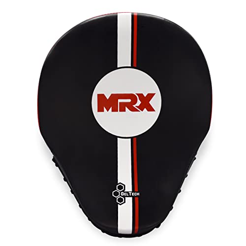 Boxing Pads Curved Boxing Mitts, Leather Adjustable MMA Muay Thai Kickboxing Martial Arts Punching Hand Target Strike Shield - color: Black/Red