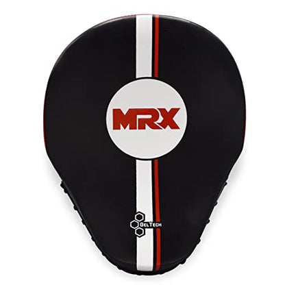 Boxing Pads Curved Boxing Mitts, Leather Adjustable MMA Muay Thai Kickboxing Martial Arts Punching Hand Target Strike Shield - color: Black/Red