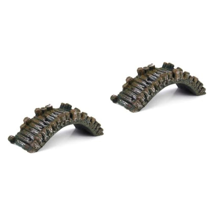 2pcs Aquarium Ornament Fish Tank Resin Landscape Bridge Iron Grey 50mm Tall 135x50mm Safe for Freshwater Aquatic Scene