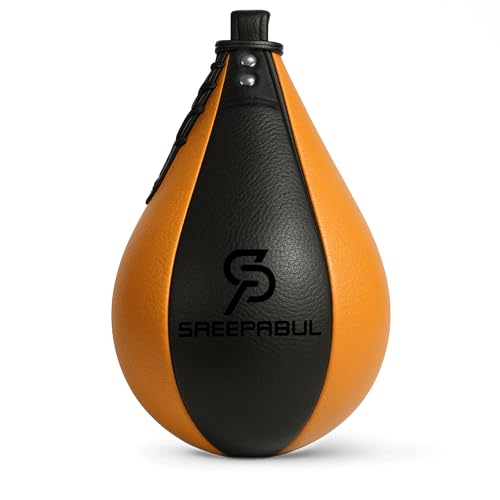 Speed Bag,Speed Bag for Boxing,PU Leather Reflex Training Pear Shaped Punching Bag,Fast Reaction Skills Development Perfect for Kids Teens Adults Boxing Coaches - color: Pro Orange(9.5" x 7.1")