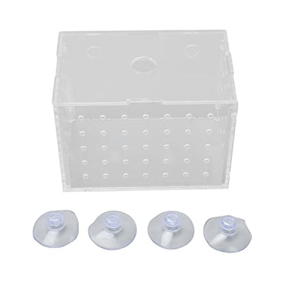 Fish Breeder Box, Aquarium Fish Breeding Box, High Transparency Acrylic Hatchery Incubator Tank with Suction Cups for Baby Fish Shrimp Clownfish Isolation and Rearing (11 * 7 * 8CM) - size: 11*7*8CM