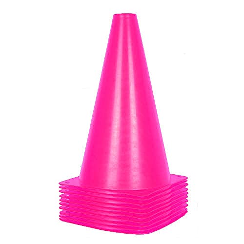 Alyoen 9 inch Traffic Cones, Plastic Sport Cones, Pink Soccer Training Cones for Outdoor Activity & Festive Events (Sets of 10/15/ 20) - color: 10 Pack-Pink