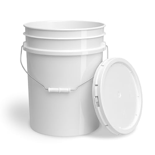5 Gallon Bucket - Food Grade Bucket with Airtight Gasketed Tear Strip Lid, BPA-Free, Heavy-Duty 90 Mil HDPE Plastic Pail, Bulk Storage, Durable Container, Made in USA - White, 1 Pack - color: White, size: 1 Pack