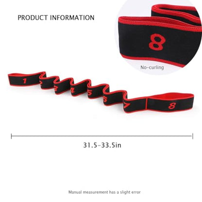Stretch Strap Fitness Resistance Band for Stretching and Yoga Elastic Exercise Band with Loops Number Stretch Resistance Band with Clear Markings, Hamstring Stretcher Device Leg Exercise Equipment，8-Section Elastic Training Bands for Flexibility
