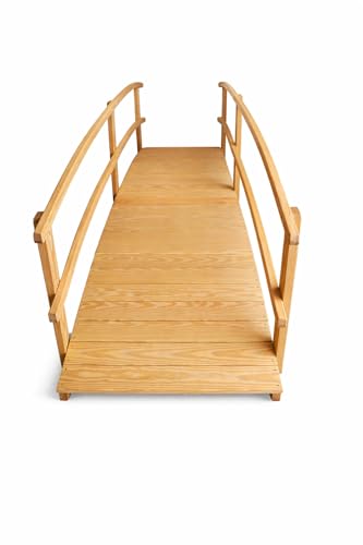 10 FT NATURAL Amish Made Garden Bridge with DOUBLE RAILS for Walkway, Backyard Pond & Landscaping, Outdoor Wooden Footbridge for Koi Pond, Japanese Style Decorative Bridge, Made in USA