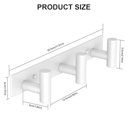PMMASTO Wall Mounted Coat Rack, White- 3 Hooks, 2 Pack, T Shape - color: White, size: 3 "T" Hooks, 2PACK
