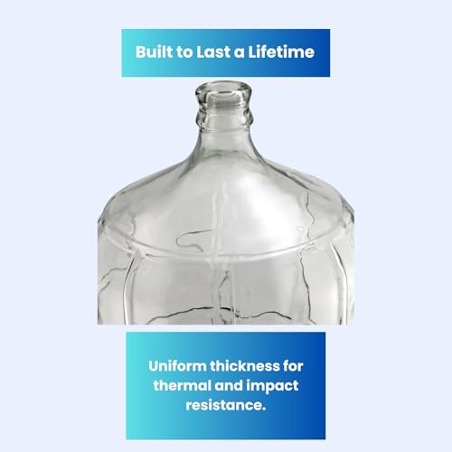 5 Gallon Glass Water Jug | Plastic‑Free Pure Water Storage Bottle | BPA‑Free, No Microplastics, Reusable Glass Container for Drinking Water, Fits Home Water Dispensers