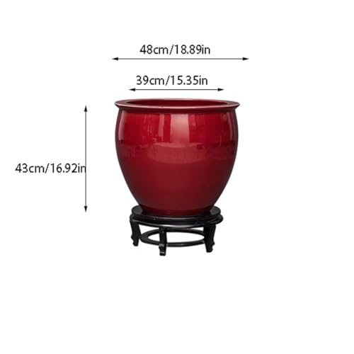 Fish Tank Ceramic Red Fish Tank Living Room Turtle Basin Floor-Standing Fish Tank Study Painting and Calligraphy Tank Storage Bucket Ornaments Light Luxury Simple Fish Tank