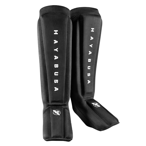 Hayabusa Core Sleeved Shin Guards for Muay Thai, Kickboxing & MMA - size: Large