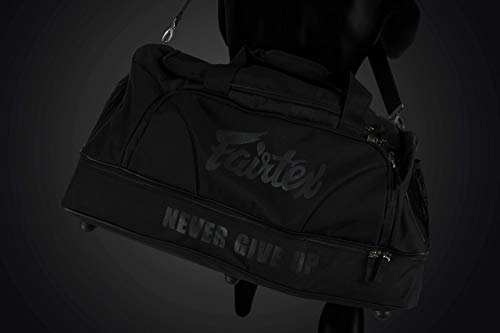 Fairtex BAG2 Gym Bag, Muay Thai MMA Kickboxing Boxing Gear Duffel Storage | Weather-resistant nylon satin build. Multi-sized pockets store shin guards, apparel, and mitts for athletic workouts