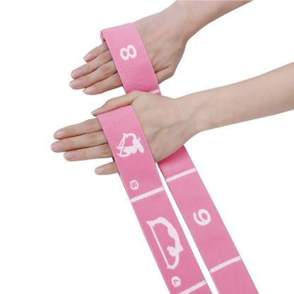12 Loop Resistance Stretch Band, Numbered Flexibility Strap for Exercise, Physical Therapy, Yoga, Pilates, Dance, Gymnastics and Rehab Training, Adjustable Stretching for Splits, Ballet,Home Workouts - color: Pink