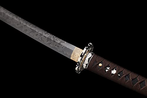 Shinken L6 Steel Katana Clay Tempered Real Samurai Sword - color: Hitatsura Hamon-Brown