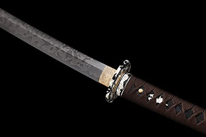 Shinken L6 Steel Katana Clay Tempered Real Samurai Sword - color: Hitatsura Hamon-Brown