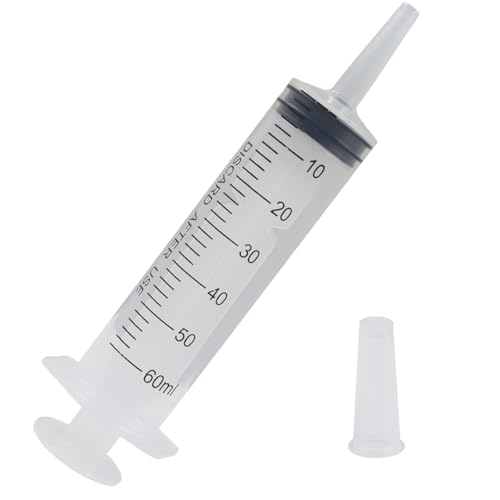 60ml Syringes Without Needle, 4 Pack Plastic Syringe with Cap for Pet Feeding, Scientific Labs, Glue, Oil & Precise Liquid Measurement - size: 60ml