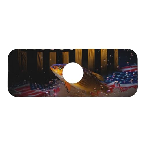 Wood American Flag Fish Kitchen sink faucet pad, strong water absorption, anti slip, easy to clean, very suitable for splash and drip prevention, suitable for kitchens and bathrooms