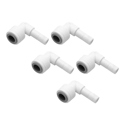 3/8 Inch Stem Elbow Connector, 90 Degree Push to Connect Plastic Quick Fittings for Water Pipe, Reverse Osmosis System, Aquarium Tubing, Easy Plug-In Elbow Joint, White (5 Pack) - size: 5 Pack