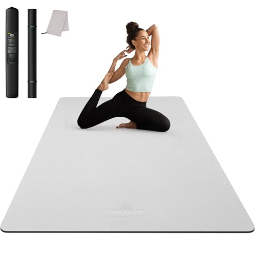 CAMBIVO 72''x48'' Large Yoga Mat, Extra Thick TPE Workout Mat | extra large exercise mat, non-slip TPE cushioning for joint relief, pilates stretching, apartment noise dampening - color: GRAY, size: 6mm