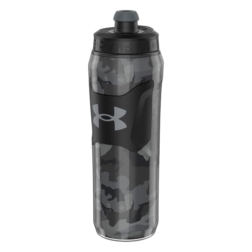 Under Armour 28oz Playmaker Squeeze Insulated 2 - Sports Water Jug, Leak Resistant for Baseball, Football & More, Black Steel Camo - color: Black Steel Camo