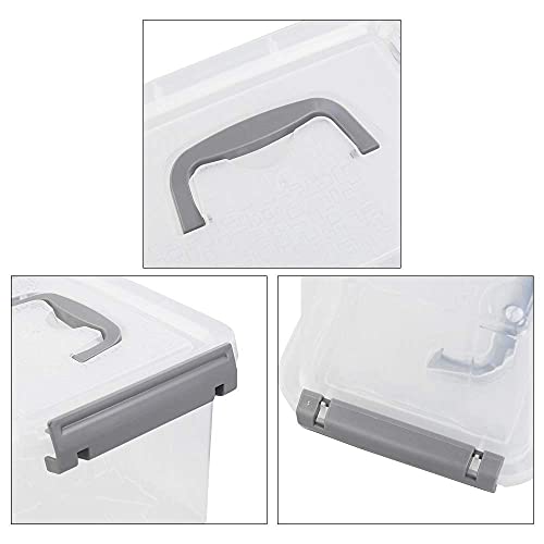 Vababa 6-Pack 3 L Clear Plastic Latch Storage Boxes with Gray Lids - size: 3 Quart