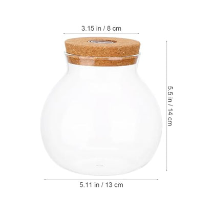 Hemobllo Fish Tank Micro Landscape Bottle 5.51In Transparent Borosilicate Glass Ecological Bottle with Integrated Led Light for Home Office Desk Decoration - size: 14X13X13cm