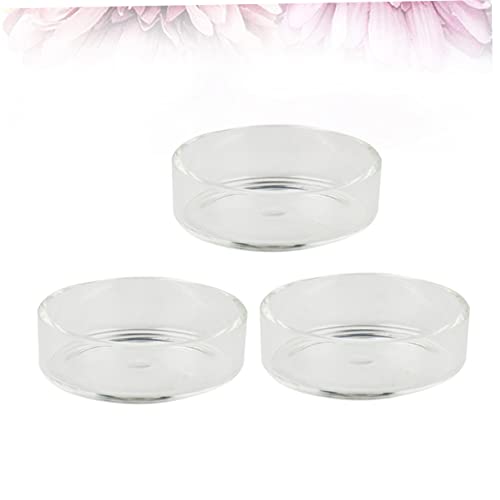 SUPVOX 3pcs Round Crystal Shrimp Feeding Bowl Delicate Glass Dish for Shrimp Tanks Multi-Purpose Feeder for Fish and Reptiles Decorative Pet Food Bowl - size: Size 1