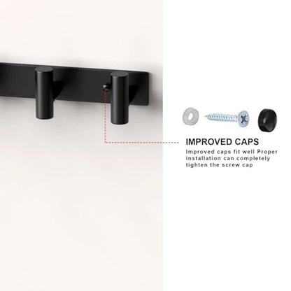 PMMASTO 5 T-Shaped Wall Hooks, Black Stainless Steel Coat Rack Rail, 1 Pack - color: Black, size: 5 "T" Hooks, 1PACK