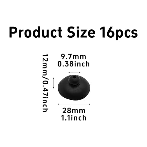16PCS 28mm Dia Black Aquarium Suction Cup Clips, Soft Rubber Fish Tank Attachments for Pump Lines, Overhead Tube Organization and Aeration Setup