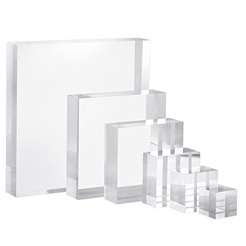 CiaoHER 2in Thickness Solid Acrylic Cube Display Block 2"x2"x8" | Clear Polished, Pedestal Stand Riser, Solid Base, 1 Pack