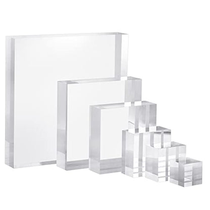CiaoHER 2in Thickness Solid Acrylic Cube Display Block 2"x2"x8" | Clear Polished, Pedestal Stand Riser, Solid Base, 1 Pack