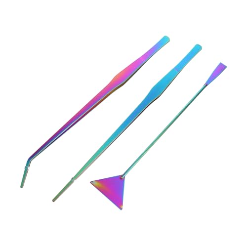 GANAZONO 3Pcs Aquascaping Tool Set Stainless Steel Tweezers Spatula for Aquarium Cleaning for Water Plants Fish Tank Decorations
