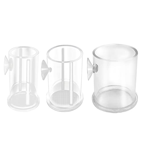 Acrylic Feeding Jar Fish Feeder Brine Shrimp Eggs Red Worms Food for Fish Feeding Bowl with Suction-Cup - size: Medium