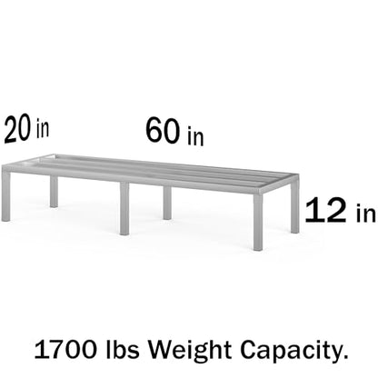 60" Long x 20" Wide | Height: 12" Off The Floor Aluminum Dunnage Rack | Storage in Restaurant, Kitchens and Garages and More! - size: 60" Long x 20" Wide | Height: 12" Off The Floor