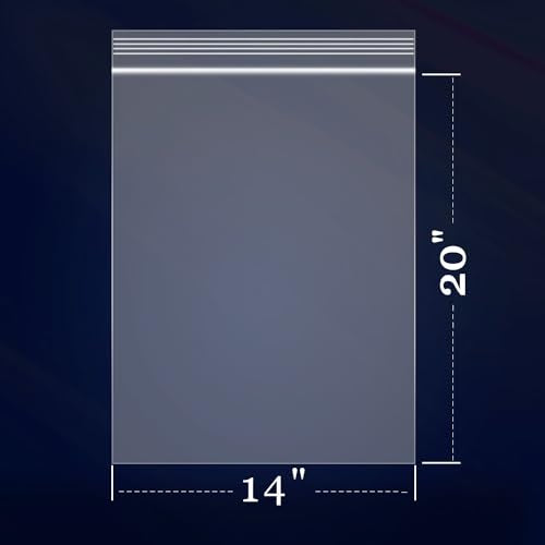 100 Count - 14"x20" 2 Gallon Zip Plastic Poly Bags for Clothing - size: 14" x 20"