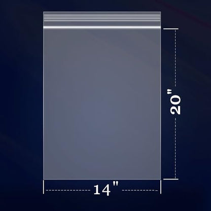 100 Count - 14"x20" 2 Gallon Zip Plastic Poly Bags for Clothing - size: 14" x 20"
