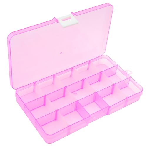 1pcs 17x10CM Plastic Organizer Storage Box with Adjustable Dividers, Jewelry Storage Container Box for Office Supplies Beads Crafts Fishing Tackles (Pink, 6.81x3.93 inches) - color: Pink