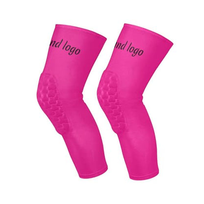 Custom Logo and Name Text Deep Pink Sports Knee Pads Youth Volleyball Basketball Knee Pads Long Leg Sleeves Braces Compression Wrestling Knee Pads,Youth/Kids & Adult Sizes - color: Custom Deep Pink