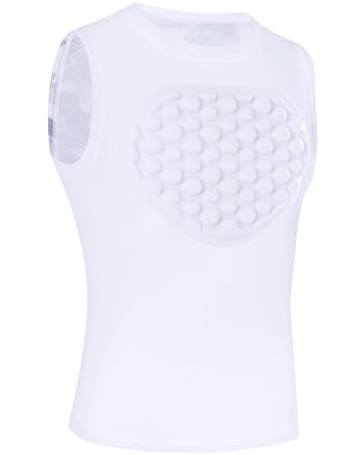 Youth Baseball Chest Protector Softball Lacrosse Football Padded Compression Shirt Heart Guard Sternum Protection - color: White Camo, size: X-Small