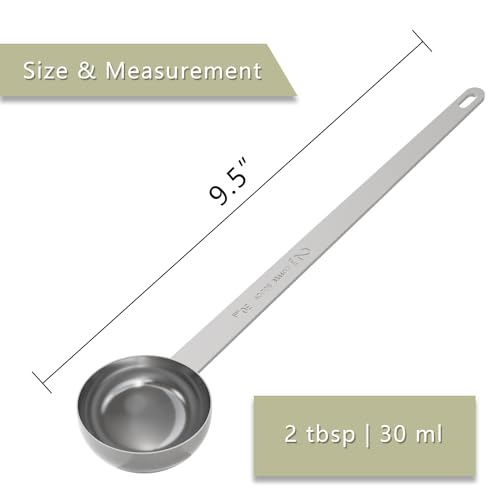 2PCS 2 Tablespoon Coffee Scoop, 9.5" Long Handle Measuring Spoon, Two tbsp (30 ml) Stainless Steel Scooper - size: 2Tbsp