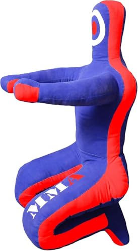 Brazilian Grappling Wrestling Dummy Made from Durable Polyester Fabrics Dummy- UNFILLED 5 Feet- Sitting (Blue-Red)