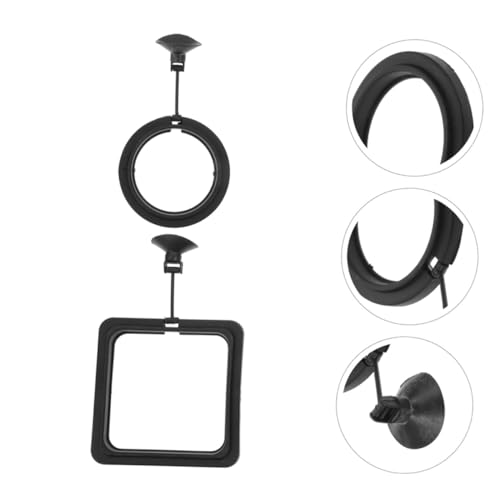 Abaodam 2pcs Aquarium Feeding Rings Floating Fish Feeder with Suction Cups for Small Tanks, Black and Square Shapes, Prevent Food Dispersion for Guppy Goldfish and Betta