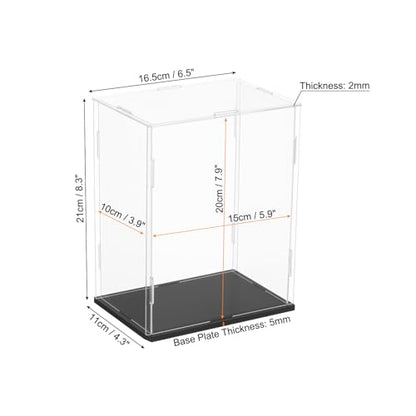 uxcell Acrylic Clear Display Case for Collectibles Self-Assemble Display Boxes, Black Base Dustproof Countertop Storage Box for Collectibles Action Figures, 5.9 x 3.9 x 7.9 Inch - size: 5.9 x 3.9 x 7.9 Inch