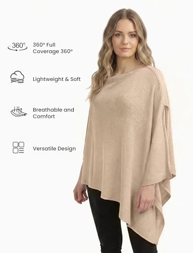 PATPAT Nursing Cover for Breastfeeding, Soft Breathable Privacy Poncho, Multi-Use Solid Knit Breastfeeding Cover for Moms, Portable Nursing Shawl & Baby Blanket (Beige) - color: Beige