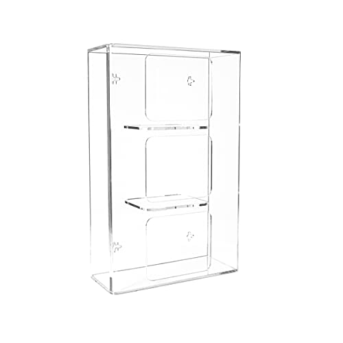 TrippNT 50826 Clear Acrylic Triple Side Loading Glove Box Holder, 11" Width x 16" Height x 4" Depth - size: Triple, style: Hardware Mount