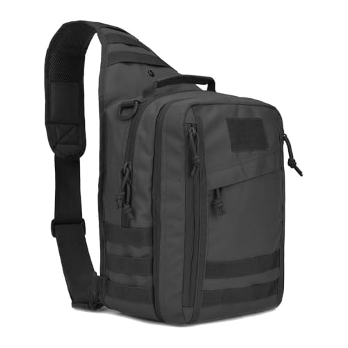 REEBOW GEAR Tactical Sling Bag Single Shoulder Every Day Carry Backpack - color: Style 07 Black